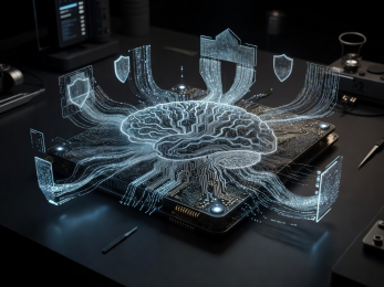 Cybersecurity and neural silicon design concept